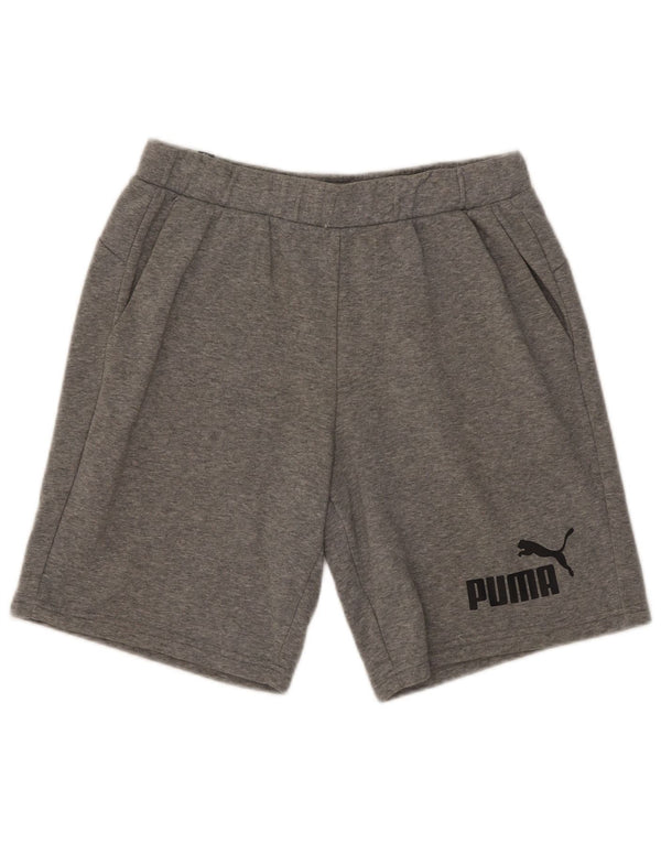Shorts esportivos masculinos Puma Graphic cinza médio algodão manchado