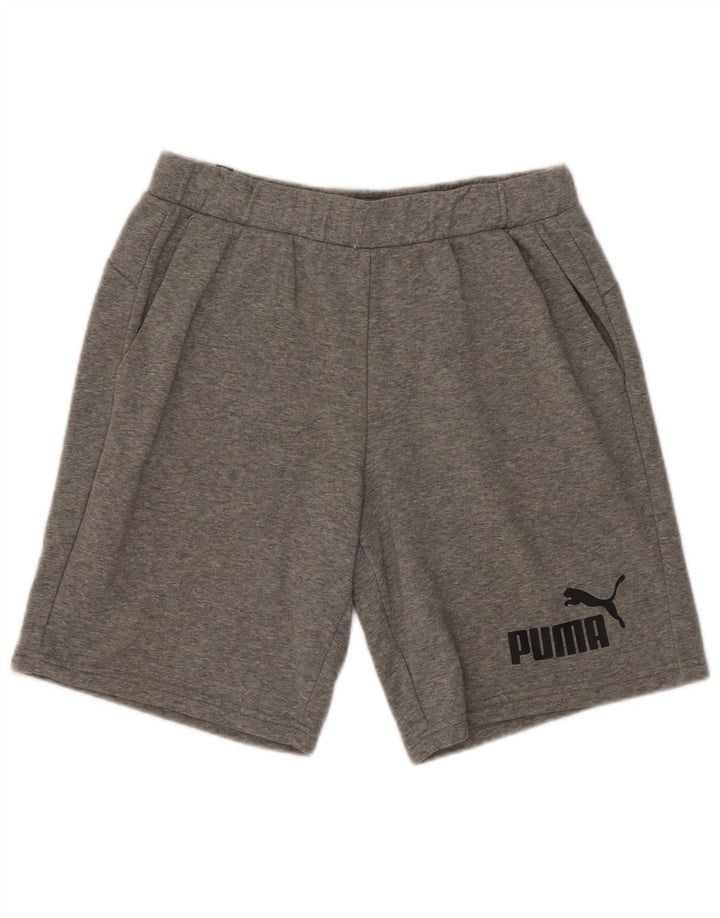 Shorts esportivos masculinos Puma Graphic cinza médio algodão manchado