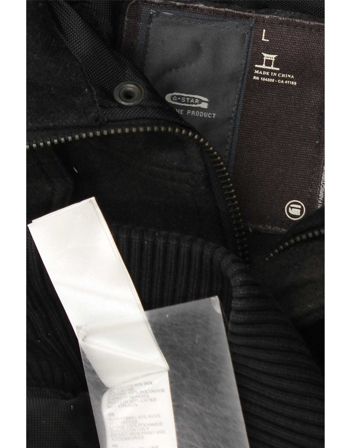Jaqueta bomber masculina com capuz G-Star UK 40 grande lã xadrez preta