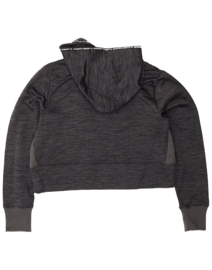 UNDER ARMOUR Suéter feminino com capuz e colheita UK 14 Poliéster manchado cinza médio