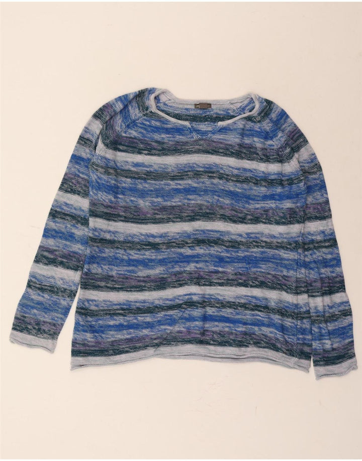 EDDIE BAUER Womens Jumper Sweater UK 18 XL Blue Striped Cotton Vintage Eddie Bauer and Second-Hand Eddie Bauer from Messina Hembry 