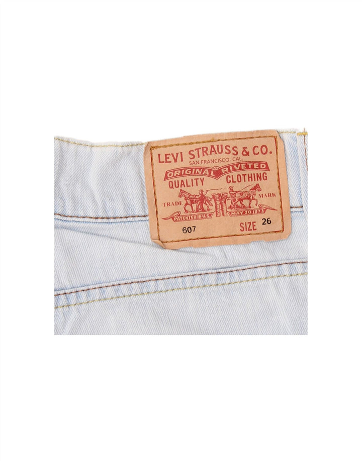 Shorts jeans feminino 607 da LEVI'S W26 pequeno algodão azul