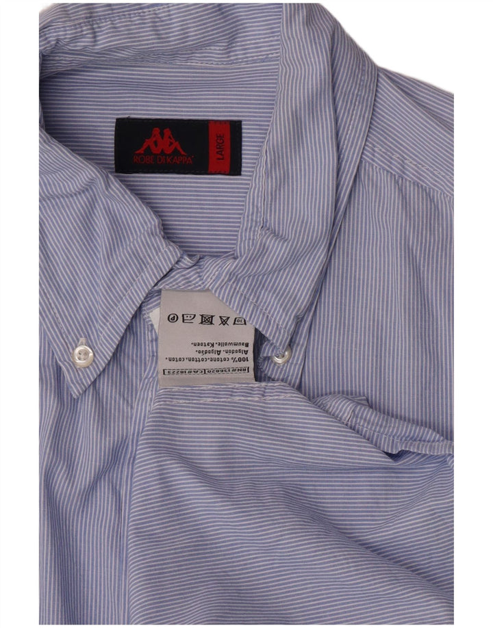 Camisa masculina Kappa grande algodão listrado azul