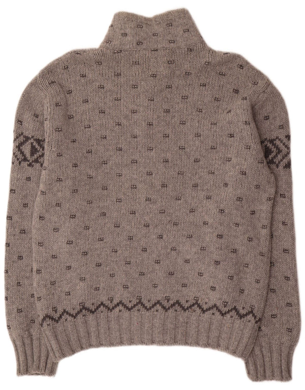 Suéter feminino Think Pink com zíper completo UK 18 XL cinza geométrico