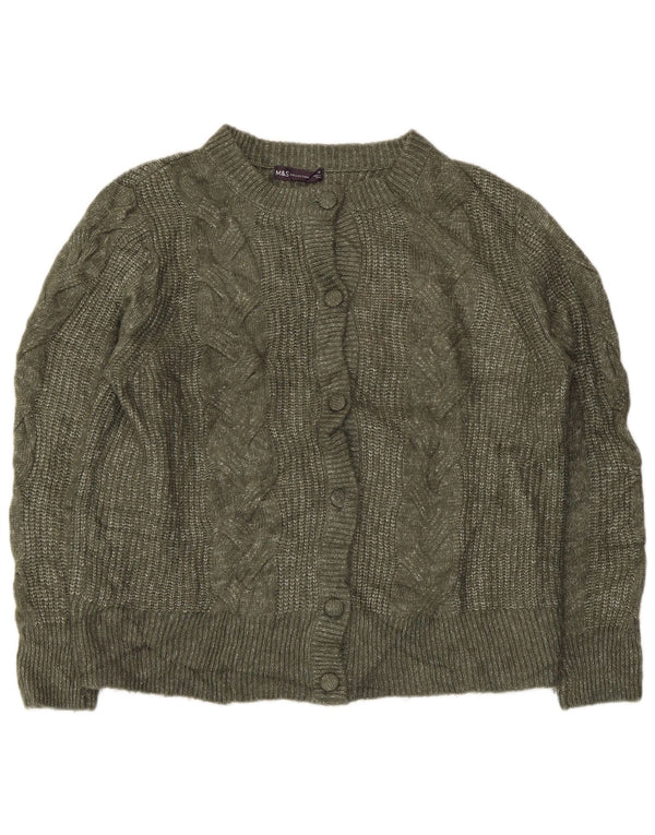Suéter cardigã feminino Marks & Spencer Reino Unido 16 grande acrílico verde