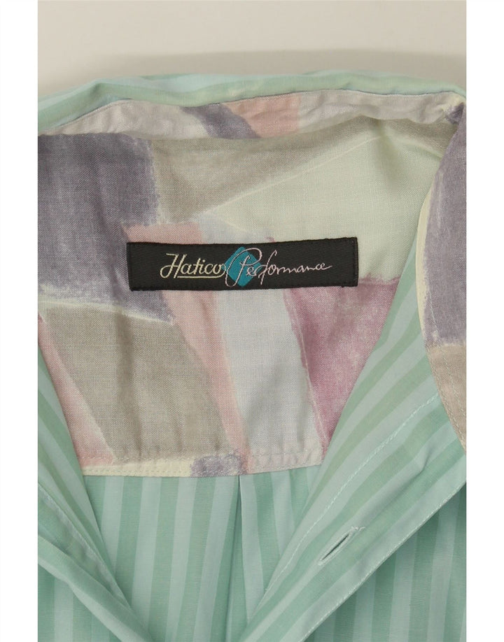 HATICO PERFORMANCE Mens Short Sleeve Shirt Large Green Striped Vintage Hatico Performance and Second-Hand Hatico Performance from Messina Hembry 