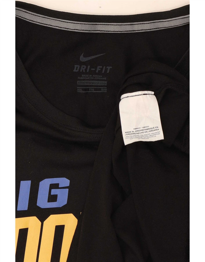 Top gráfico feminino Nike Dri Fit manga comprida UK 20 2XL preto poliéster