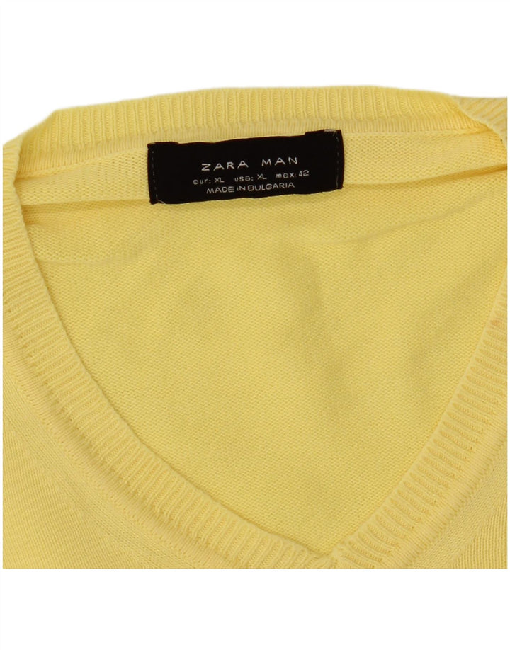 Suéter masculino Zara com decote em V XL amarelo