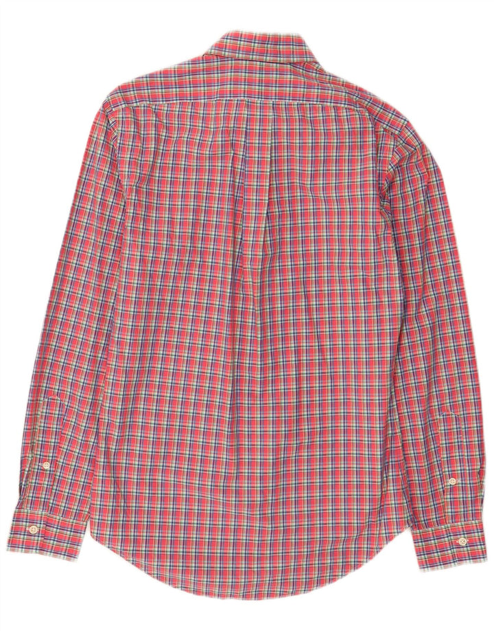 Ralph Lauren Camisa masculina slim fit pequena de algodão xadrez vermelho