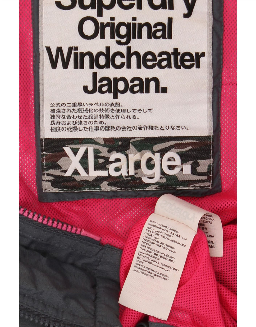 Jaqueta de chuva feminina Superdry Windcheater UK 42 XL cinza nylon