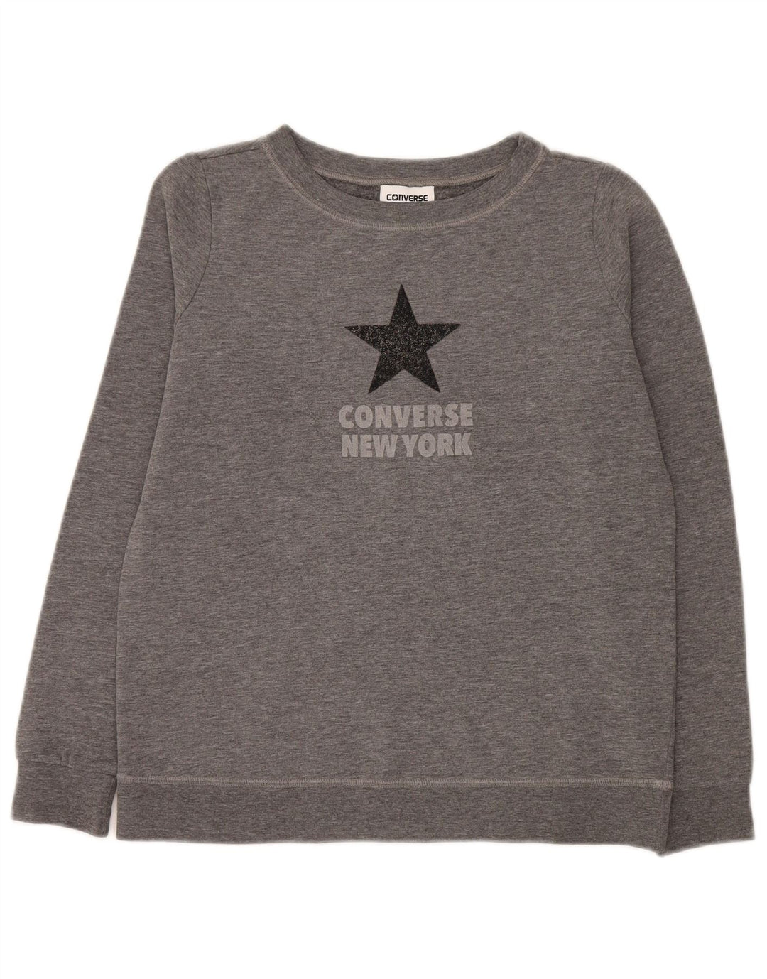 Converse feminino gráfico oversized moletom jumper UK 6 XS cinza manchado