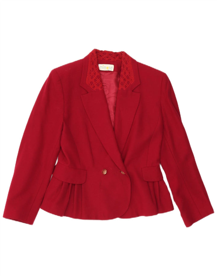 Jaqueta blazer feminina vintage com peito duplo IT 42 lã cor de vinho média
