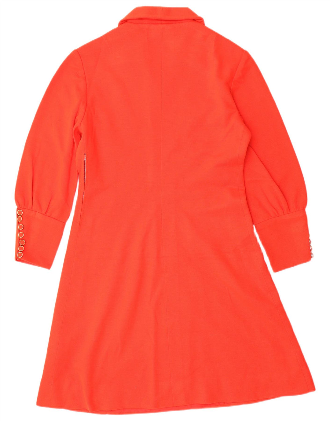 Vestido feminino vintage manga 3/4 linha A UK 12 vermelho médio