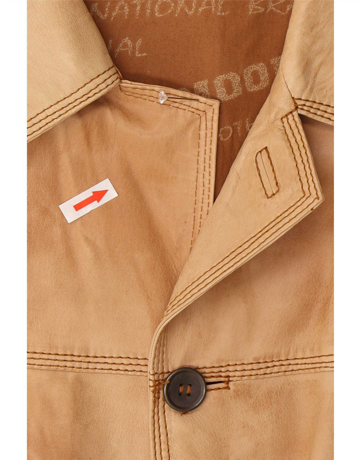 Jaqueta de couro masculina David Moore Reino Unido 42 XL marrom clássico