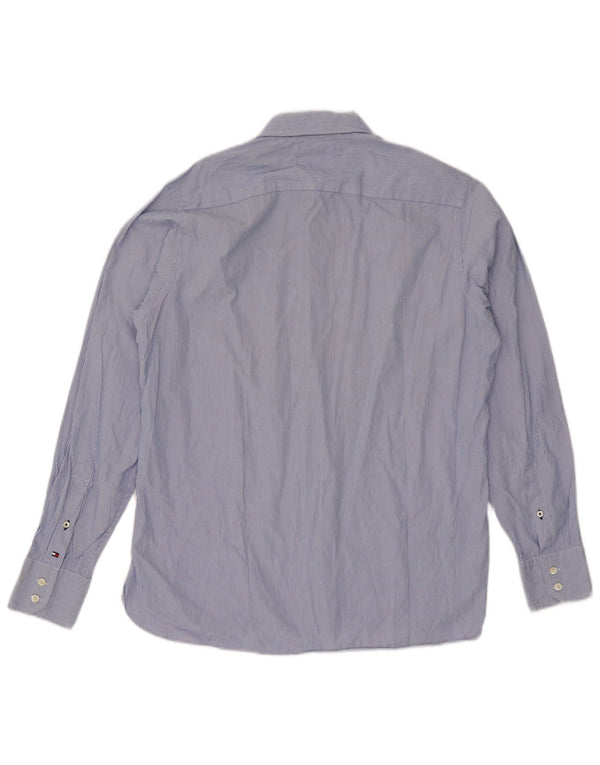 Camisa masculina Tommy Hilfiger de algodão listrado azul médio