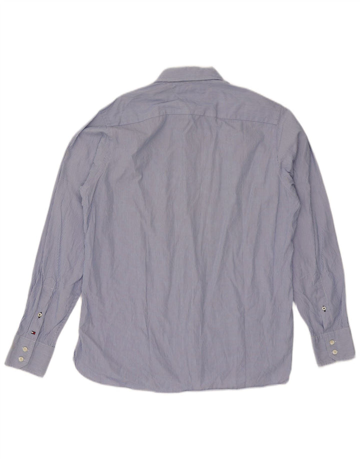 Camisa masculina Tommy Hilfiger de algodão listrado azul médio