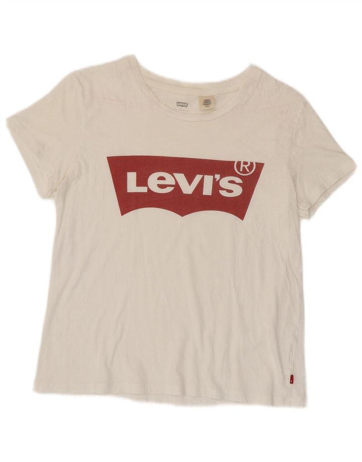 Camiseta feminina gráfica Levi's UK 10 pequena branca