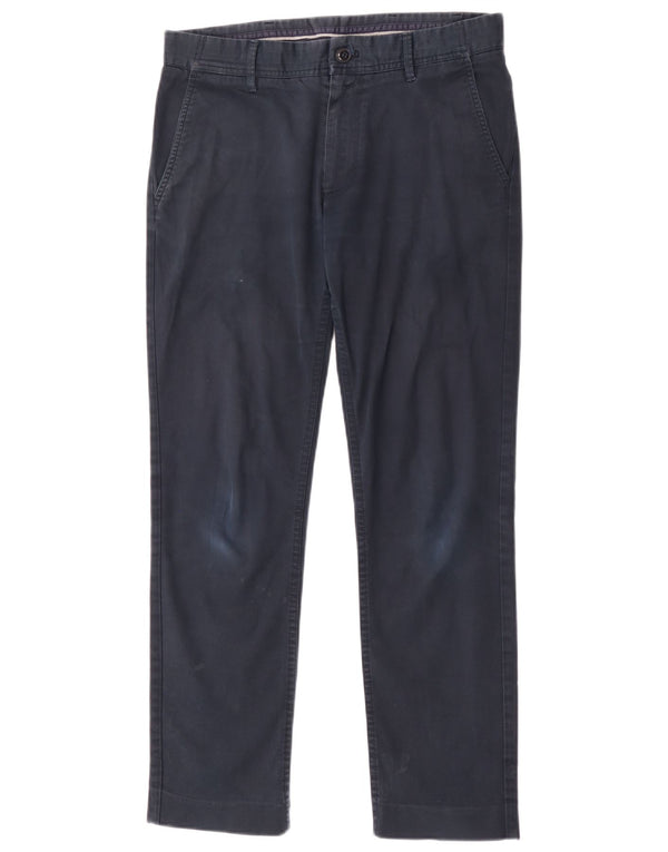 Zara Calça Chino Masculina Reta EU 40 Médio W31 L29 Algodão Azul Marinho