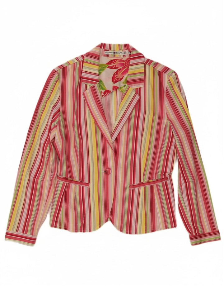 Jaqueta Tommy Hilfiger Crop Blazer Feminina UK 12 Médio Multicolorido Listrado