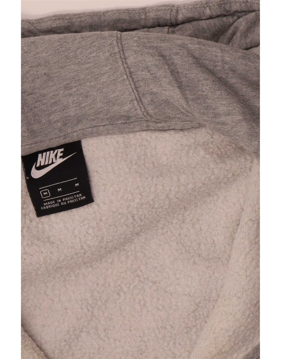 Suéter masculino Nike com capuz e zíper cinza médio algodão manchado