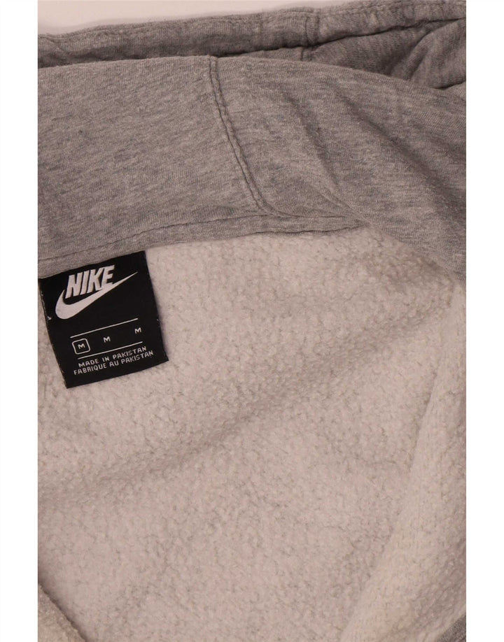 Suéter masculino Nike com capuz e zíper cinza médio algodão manchado