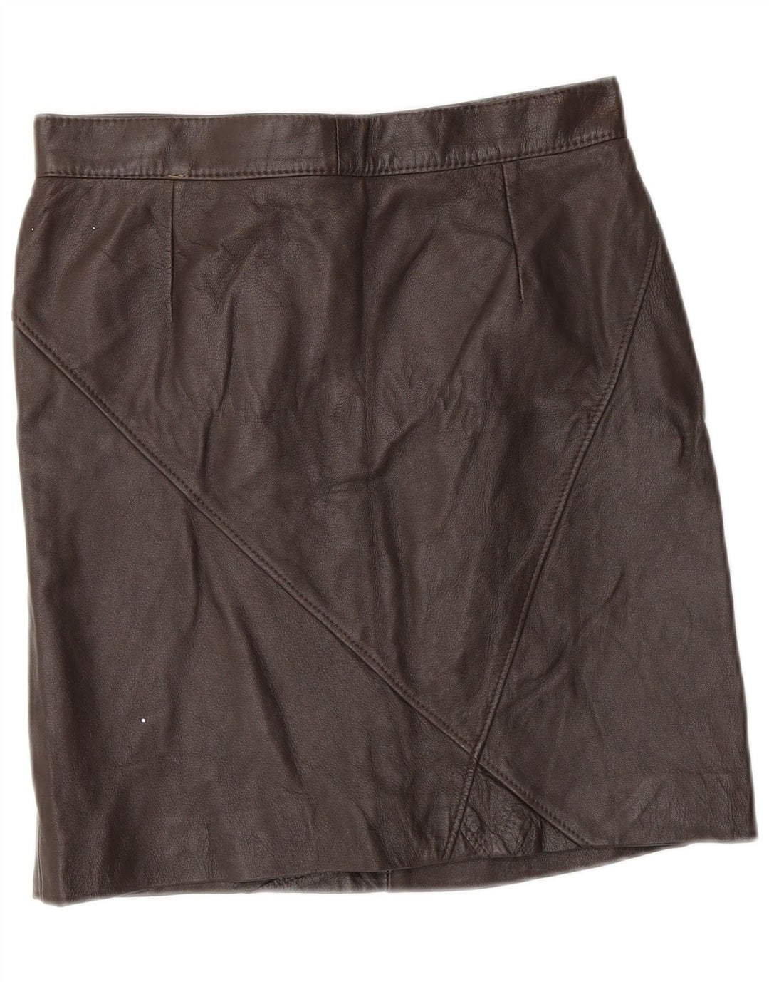 Mini saia de couro vintage feminina IT 46 grande W28 couro marrom