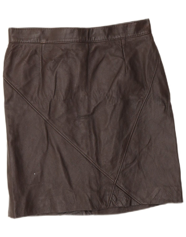 Mini saia de couro vintage feminina IT 46 grande W28 couro marrom