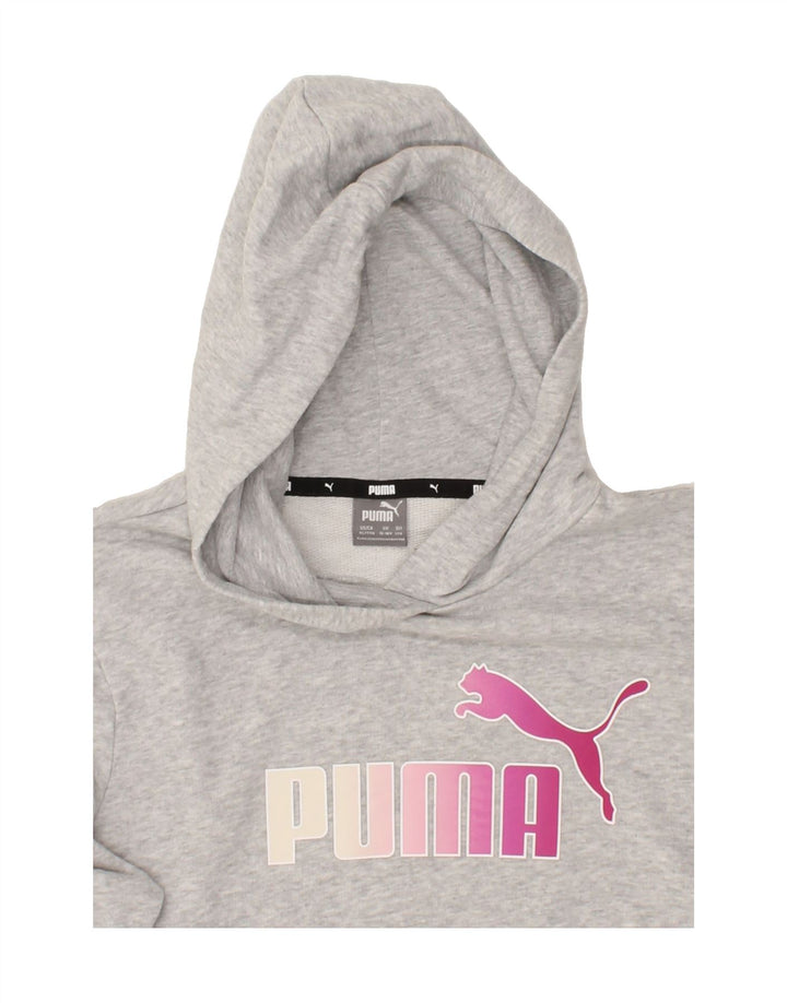 PUMA Girls Graphic Hoodie Jumper 15-16 Years Grey Vintage Puma and Second-Hand Puma from Messina Hembry 