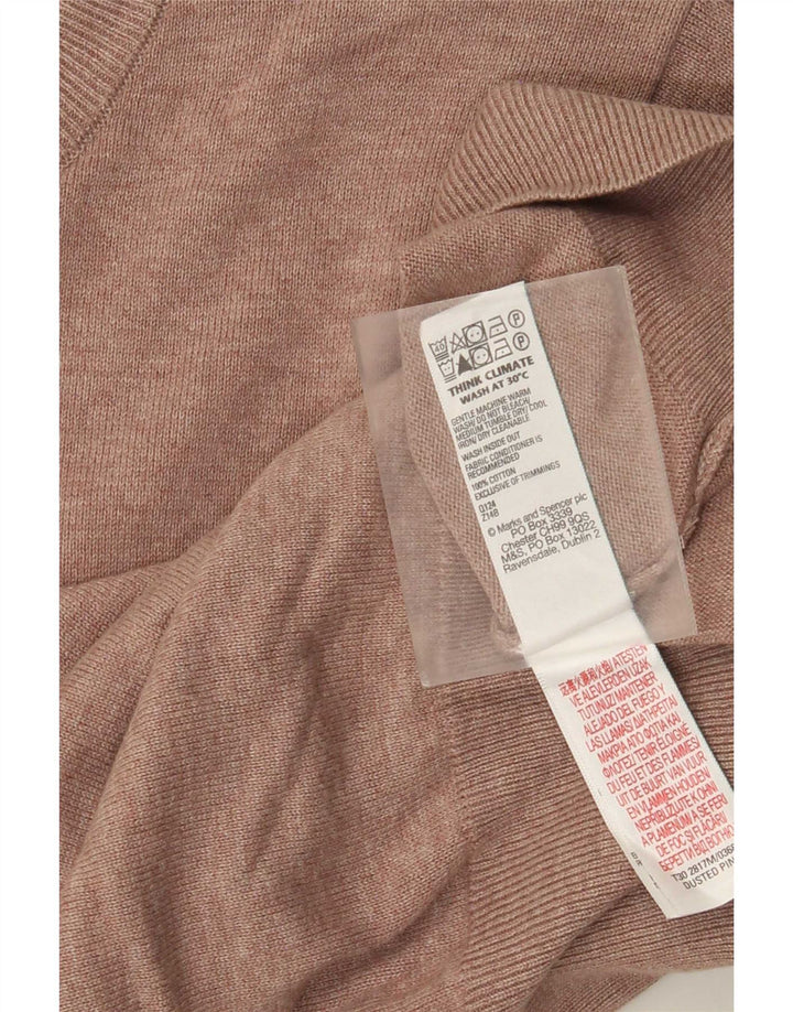 Suéter masculino Marks & Spencer com gola redonda, algodão rosa médio