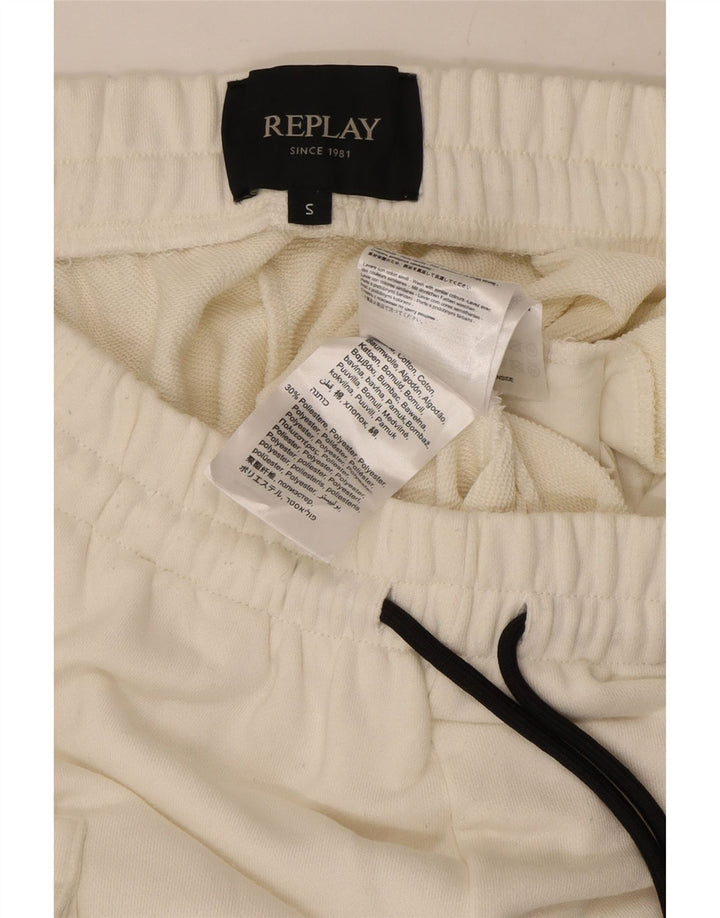 Calça de treino masculina Replay Cargo joggers pequeno algodão branco
