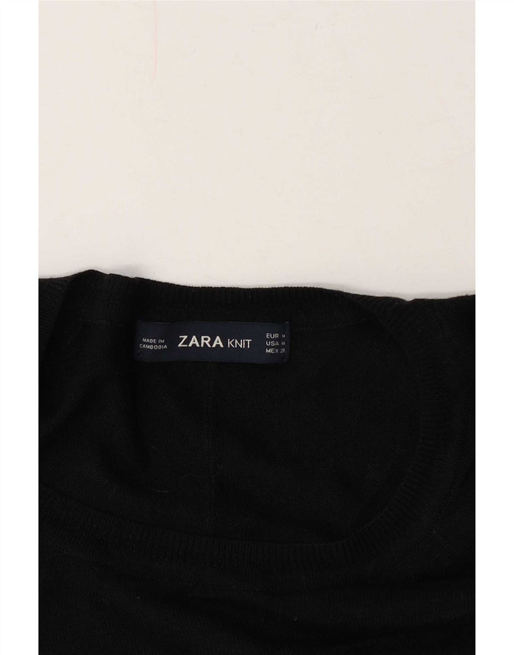 Zara Suéter feminino com gola redonda, Reino Unido 14 Médio Preto