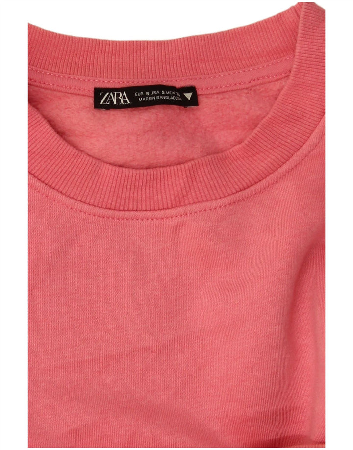 Zara Womens Crop Oversized Moletom Jumper Reino Unido 10 Pequeno Rosa