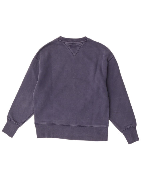 Tommy Hilfiger moletom feminino gráfico oversized jumper UK 6 XS azul marinho