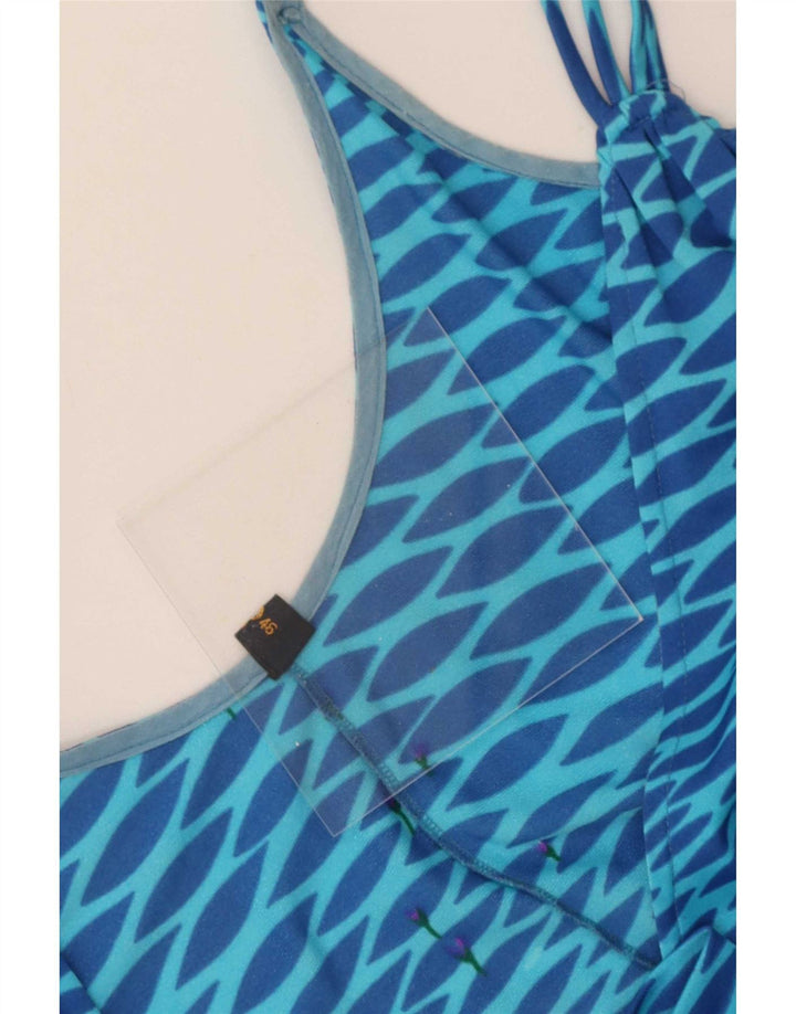 Vestido de verão feminino vintage IT 46 grande azul floral