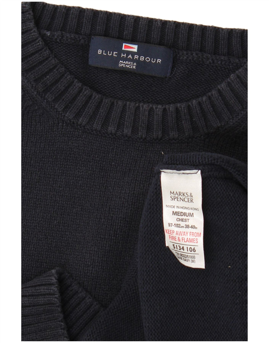Suéter masculino MARKS & SPENCER com gola redonda Reino Unido 38/40 médio azul marinho