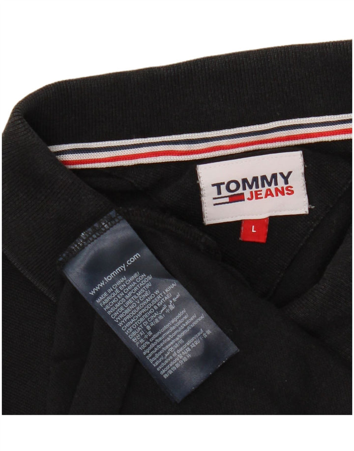 Camisa polo masculina TOMMY HILFIGER grande algodão preto