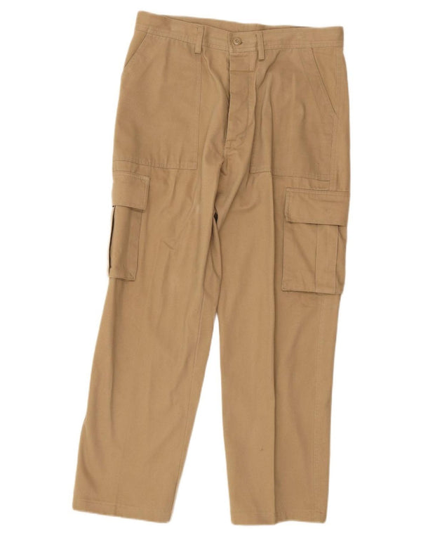 Calça cargo masculina vintage reta IT 50 grande W32 L29 algodão bege
