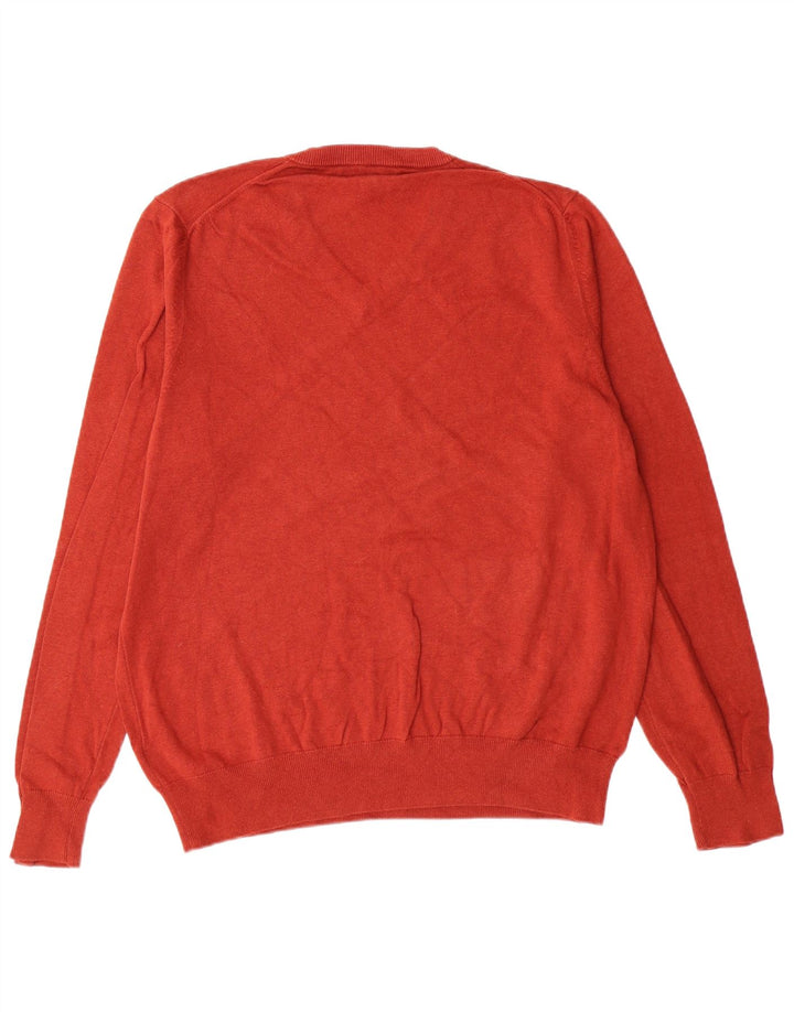 Suéter masculino MARKS & SPENCER com decote em V XL vermelho algodão clássico