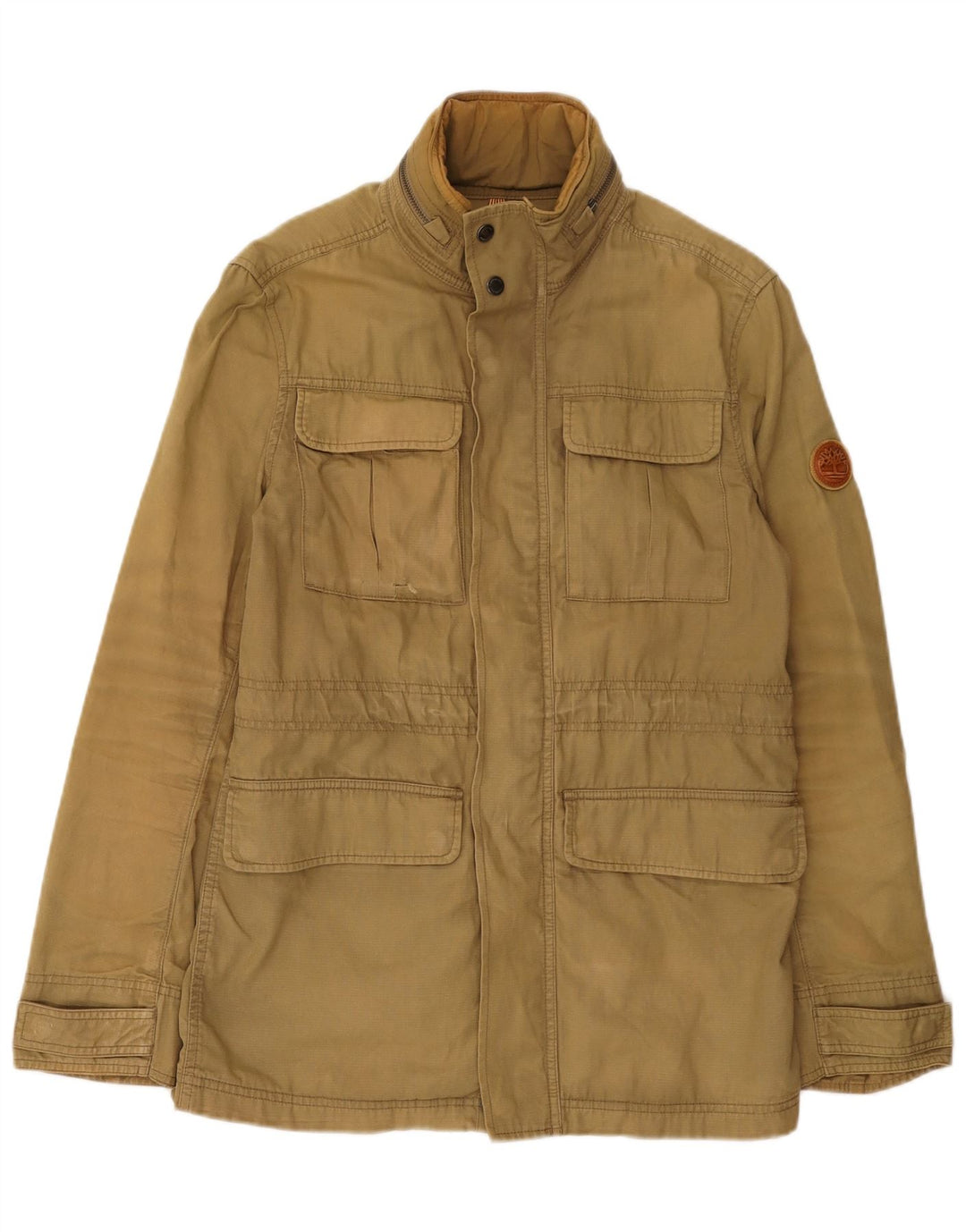Jaqueta utilitária masculina com capuz Timberland UK 36 algodão cáqui pequeno