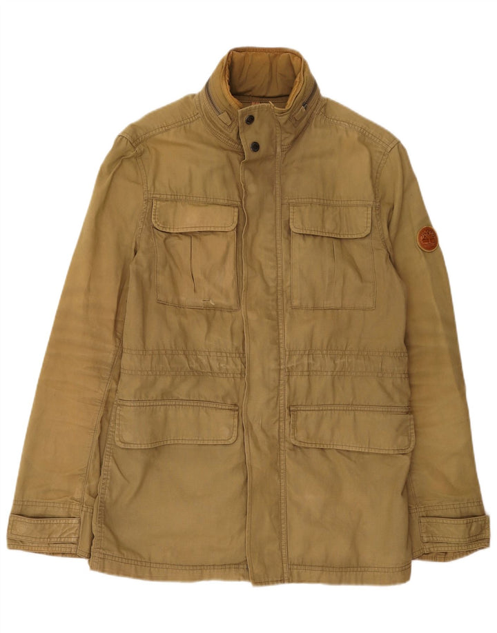 Jaqueta utilitária masculina com capuz Timberland UK 36 algodão cáqui pequeno