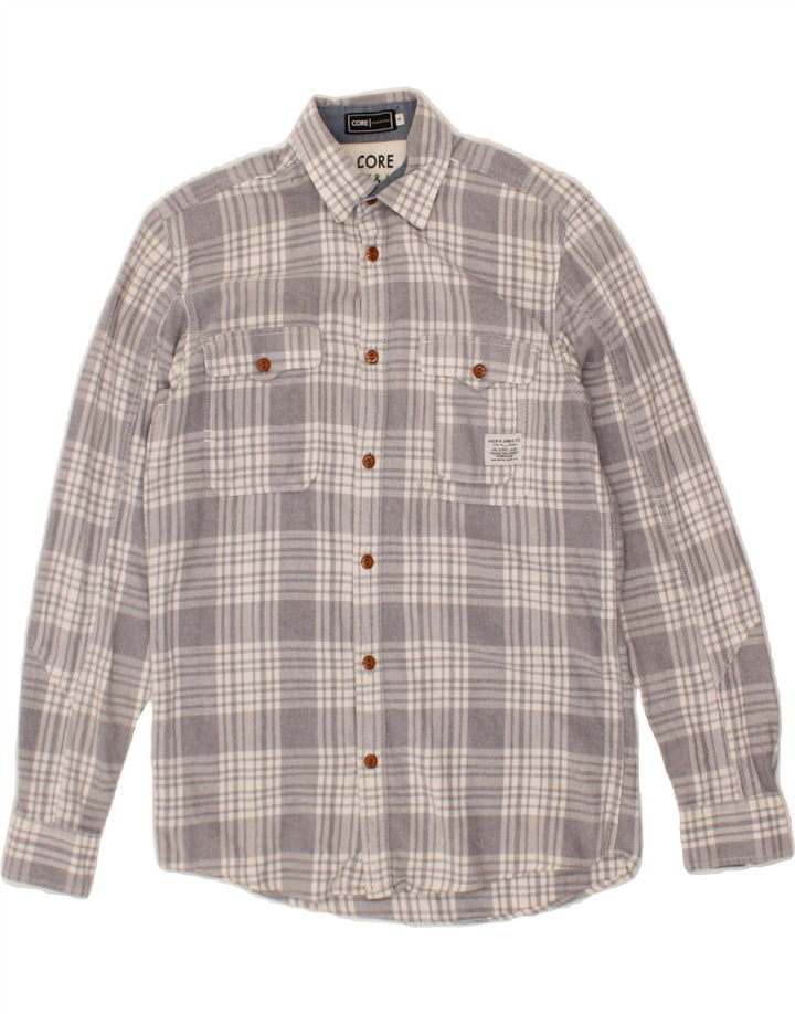 JACK & JONES Mens Shirt Small Grey Check Cotton Vintage Jack & Jones and Second-Hand Jack & Jones from Messina Hembry 