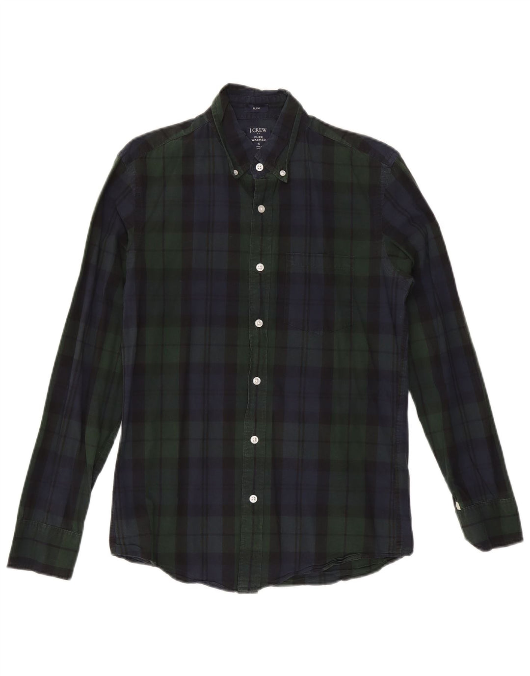 J. Crew Camisa masculina slim pequena de algodão xadrez verde