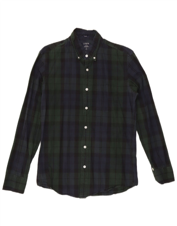 J. Crew Camisa masculina slim pequena de algodão xadrez verde