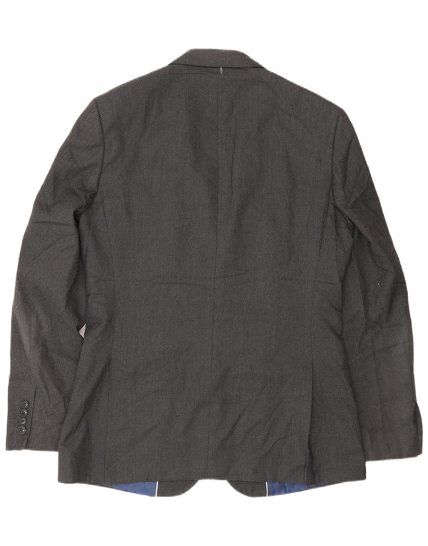 Marks & Spencer Mens Long 2 Button Slim Blazer Jacket UK 40 Medium Grey