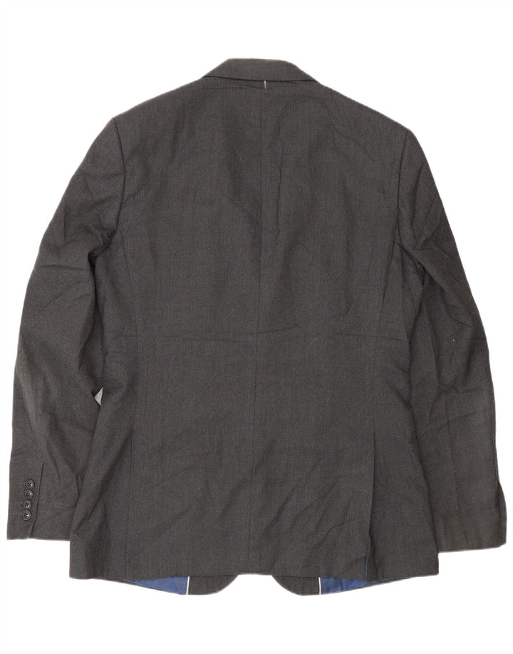 Jaqueta blazer masculina longa de 2 botões Marks & Spencer Reino Unido 40 cinza médio