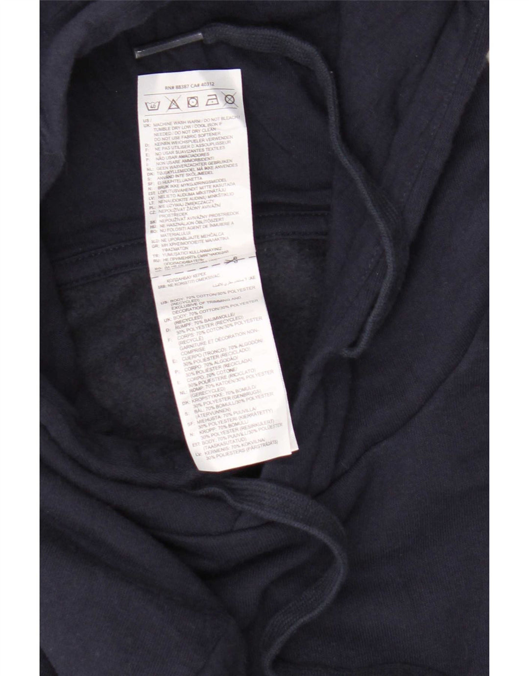 Adidas Mens Hoodie Jumper Médio Azul Marinho Algodão