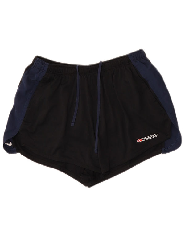 Shorts esportivos femininos Nike Dri Fit UK 12 médio preto colorblock poliéster