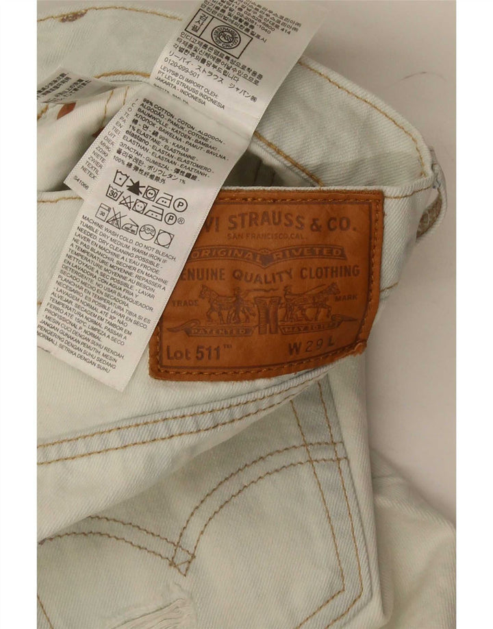 Shorts jeans masculino Levi's 511 Slim Fit desgastado W29 pequeno azul algodão
