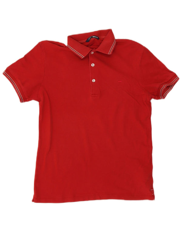 Camisa polo masculina Gas, algodão listrado vermelho médio