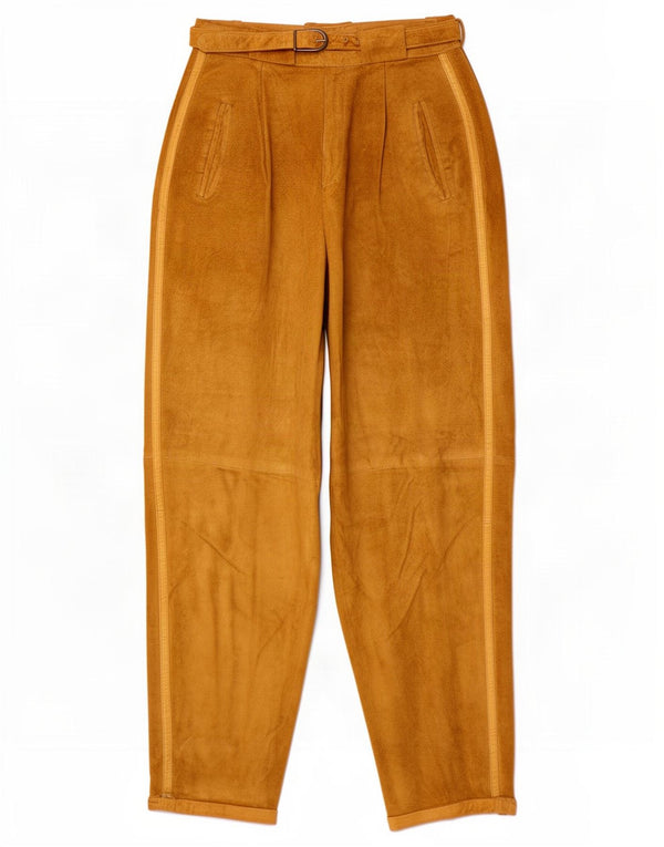 Vintage Womens High Waist Suede Trousers IT 42 Medium W24 L27 Brown